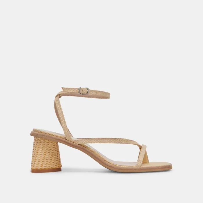 Dolce Vita Banita Wide Sandals Lt Natural Raffia Women Heels
