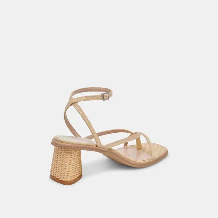 Dolce Vita Banita Wide Sandals Lt Natural Raffia Women Heels