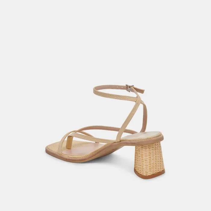 Dolce Vita Banita Wide Sandals Lt Natural Raffia Women Heels