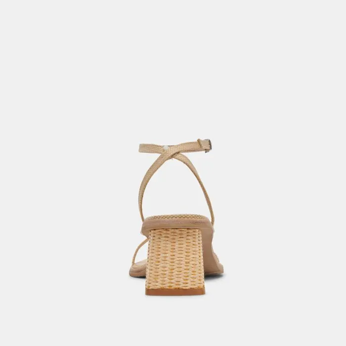 Dolce Vita Banita Wide Sandals Lt Natural Raffia Women Heels