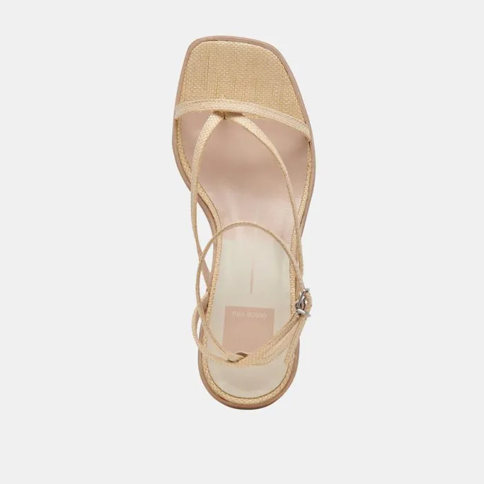 Dolce Vita Banita Wide Sandals Lt Natural Raffia Women Heels