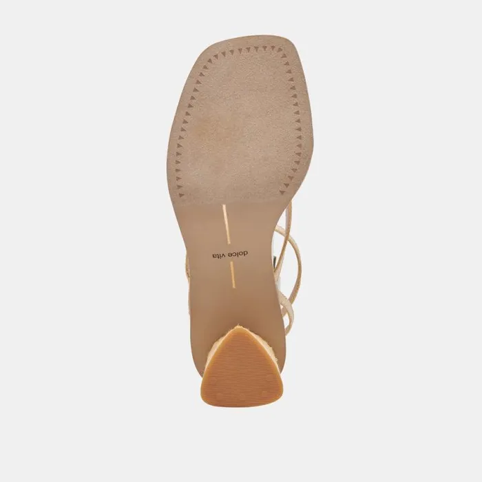 Dolce Vita Banita Wide Sandals Lt Natural Raffia Women Heels