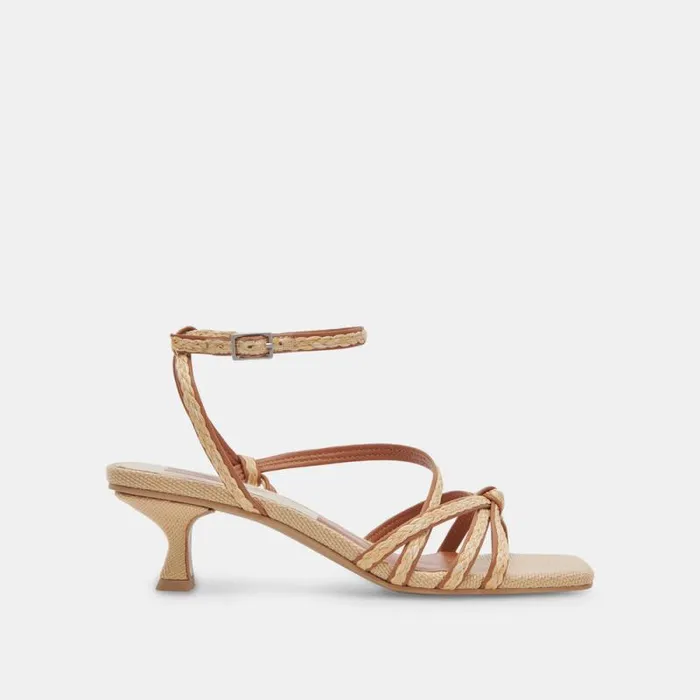 Dolce Vita Bev Braid Heels Brown Natural Jute Women Sandals