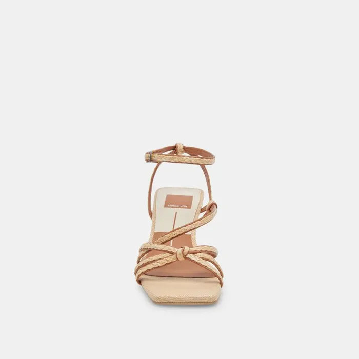 Dolce Vita Bev Braid Heels Brown Natural Jute Women Sandals