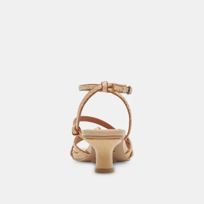 Dolce Vita Bev Braid Heels Brown Natural Jute Women Sandals