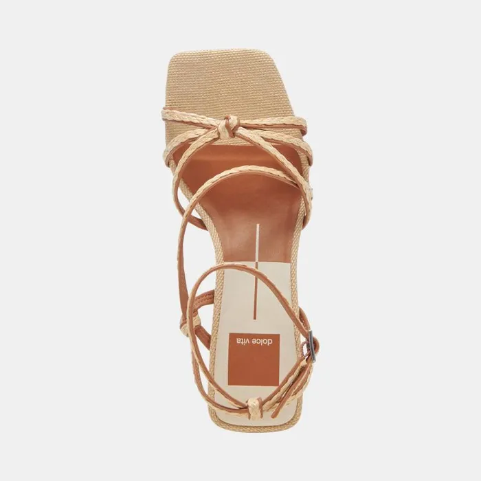 Dolce Vita Bev Braid Heels Brown Natural Jute Women Sandals