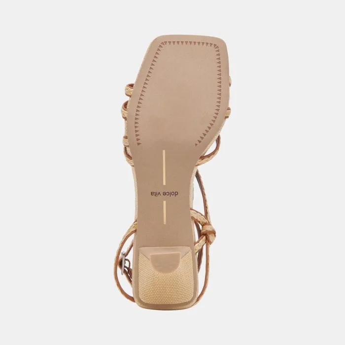 Dolce Vita Bev Braid Heels Brown Natural Jute Women Sandals