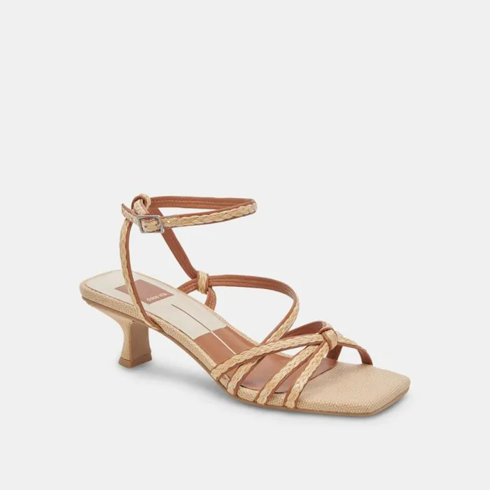 Dolce Vita Bev Braid Heels Brown Natural Jute Women Sandals
