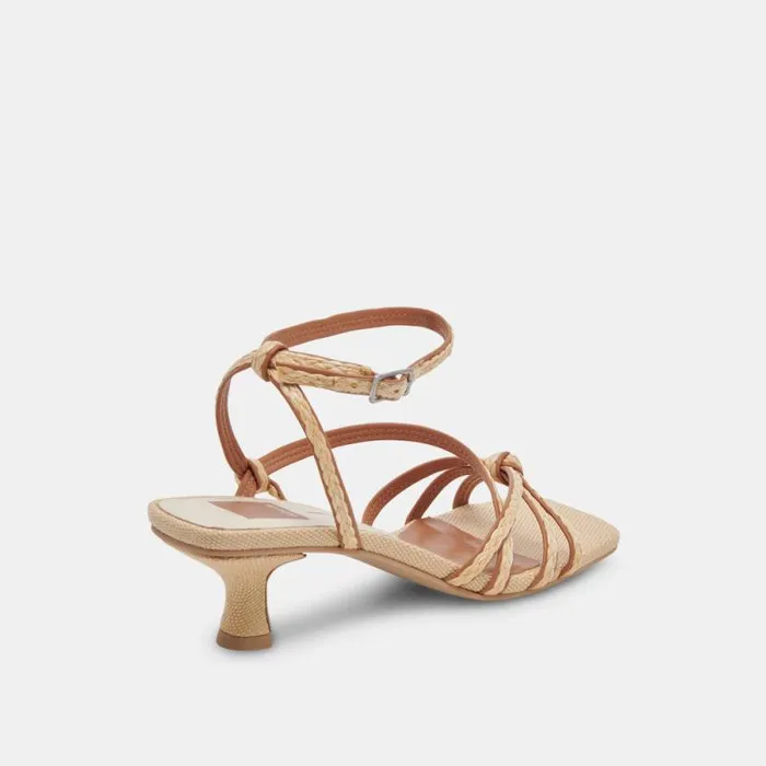 Dolce Vita Bev Braid Heels Brown Natural Jute Women Sandals