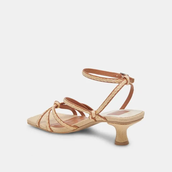 Dolce Vita Bev Braid Heels Brown Natural Jute Women Sandals