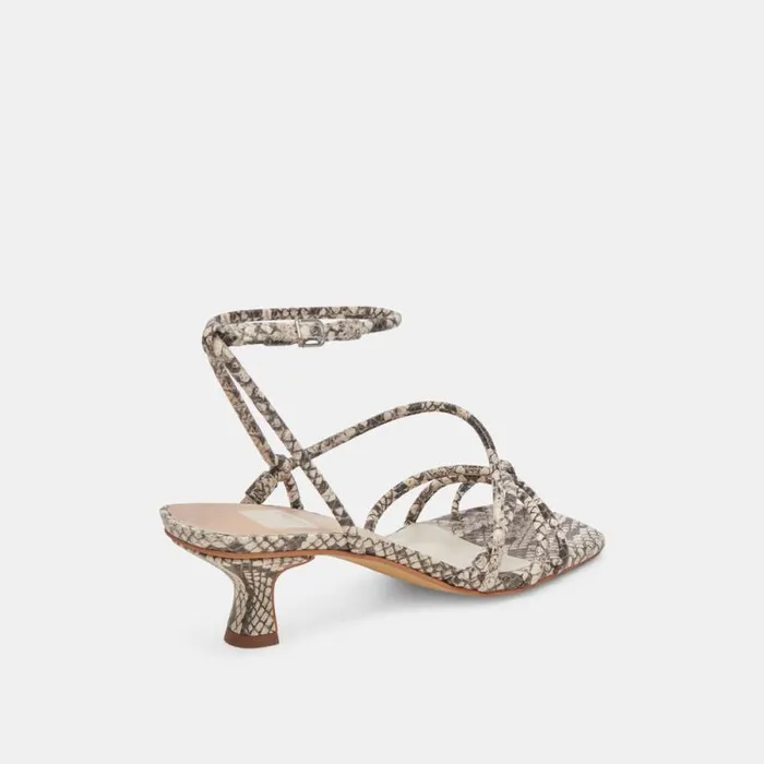 Dolce Vita Bev Heels Black White Embossed Snake Women Sandals