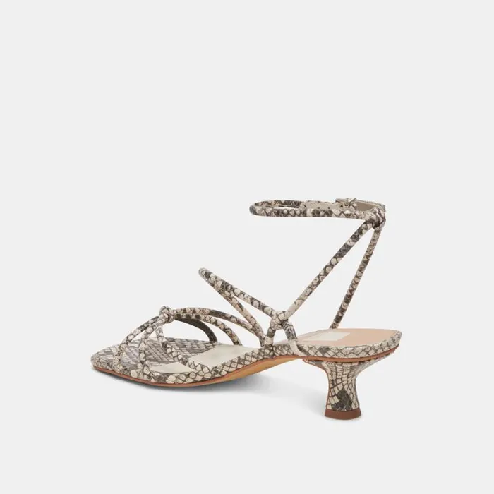 Dolce Vita Bev Heels Black White Embossed Snake Women Sandals