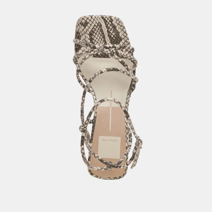 Dolce Vita Bev Heels Black White Embossed Snake Women Sandals