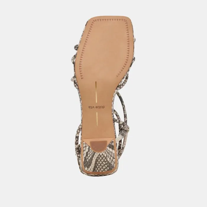 Dolce Vita Bev Heels Black White Embossed Snake Women Sandals