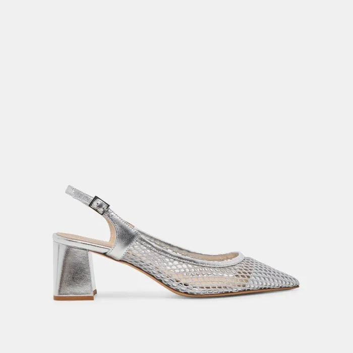Dolce Vita Blondi Heels Silver Mesh Women Heels