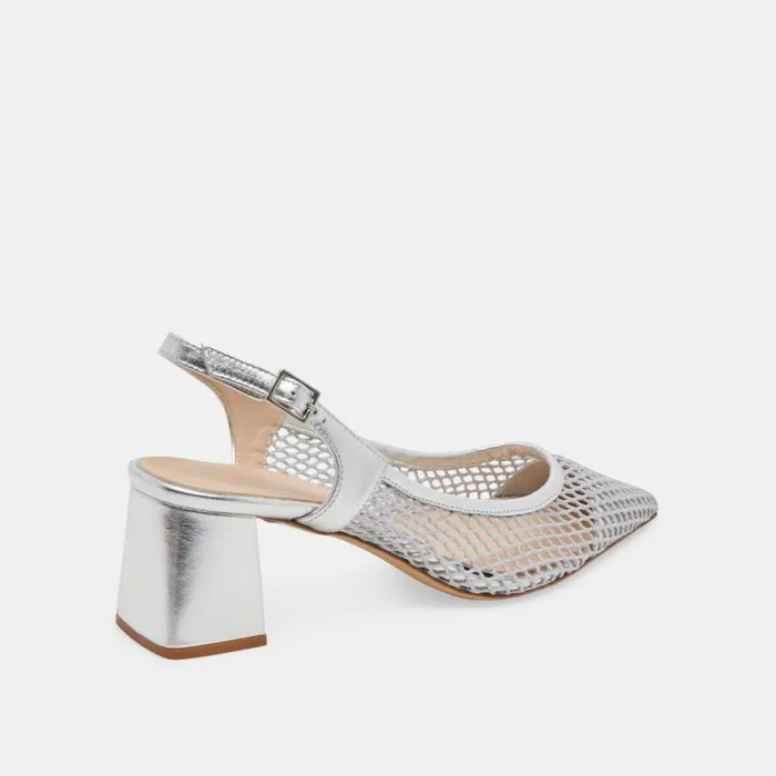 Dolce Vita Blondi Heels Silver Mesh Women Heels
