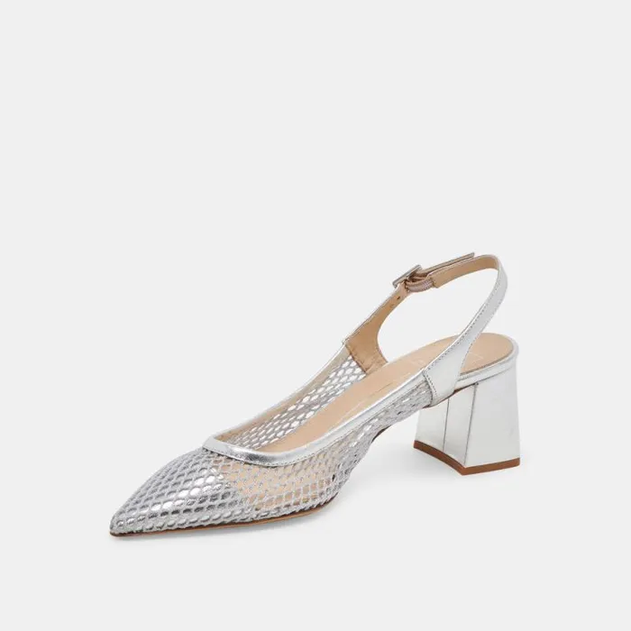 Dolce Vita Blondi Heels Silver Mesh Women Heels