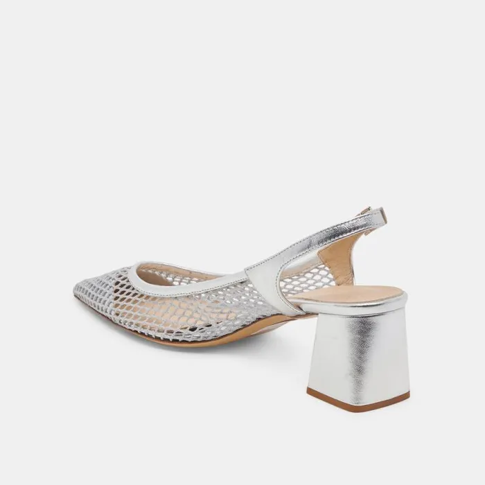 Dolce Vita Blondi Heels Silver Mesh Women Heels