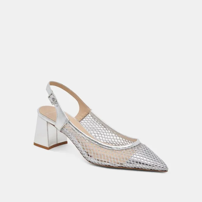 Dolce Vita Blondi Heels Silver Mesh Women Heels