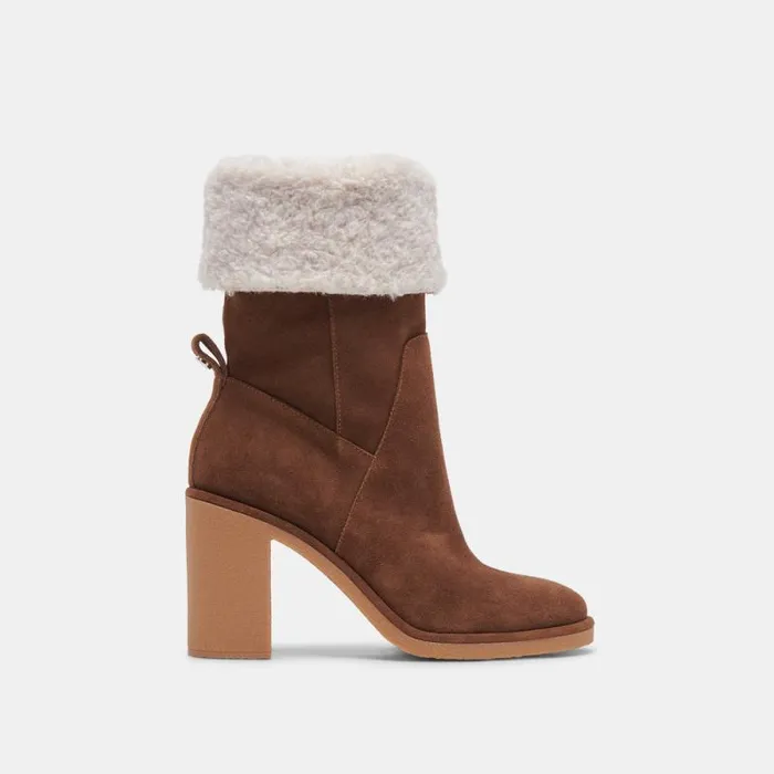 Dolce Vita Caddie Plush Boots Cocoa Suede Women Boots and Booties