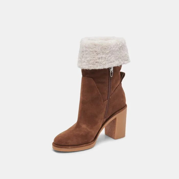 Dolce Vita Caddie Plush Boots Cocoa Suede Women Boots and Booties