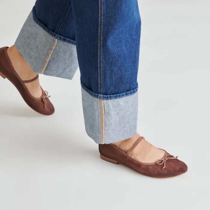 Dolce Vita Cadel Ballet Flats Espresso Mesh Women Flats and Loafers