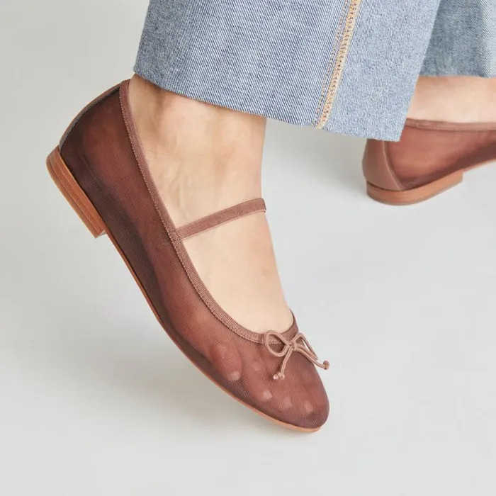 Dolce Vita Cadel Ballet Flats Espresso Mesh Women Flats and Loafers