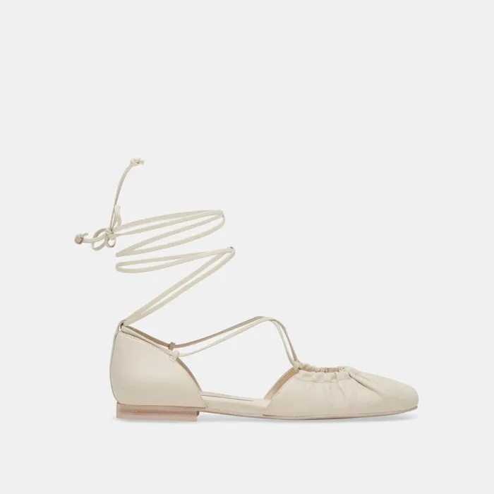 Dolce Vita Cancun Ballet Flats Ivory Leather Women Flats and Loafers