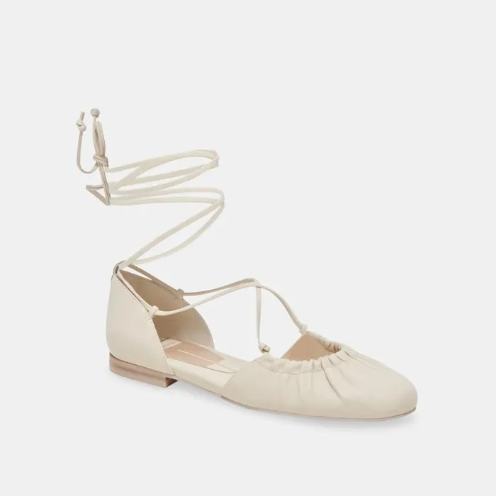 Dolce Vita Cancun Ballet Flats Ivory Leather Women Flats and Loafers