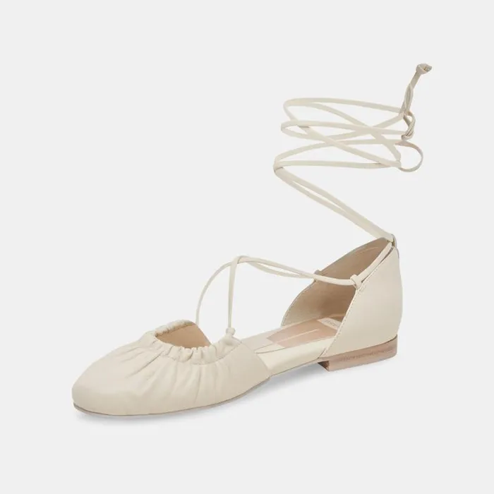 Dolce Vita Cancun Ballet Flats Ivory Leather Women Flats and Loafers