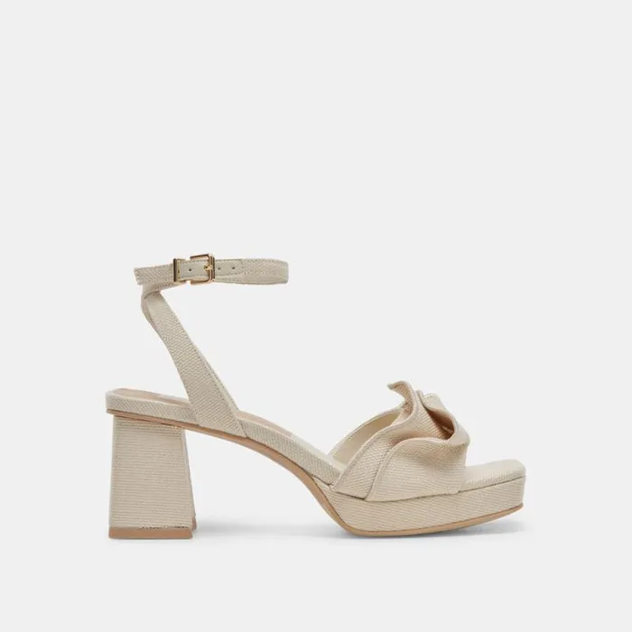 Dolce Vita Cheer Heels Ivory Raffia Women Sandals