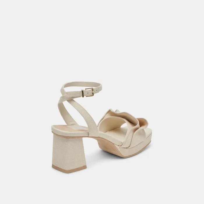 Dolce Vita Cheer Heels Ivory Raffia Women Sandals
