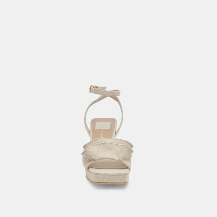 Dolce Vita Cheer Heels Ivory Raffia Women Sandals