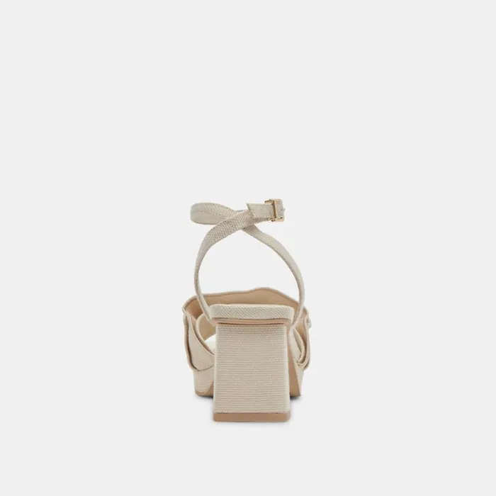 Dolce Vita Cheer Heels Ivory Raffia Women Sandals