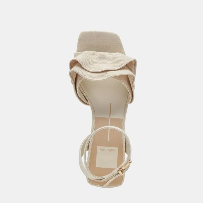 Dolce Vita Cheer Heels Ivory Raffia Women Sandals