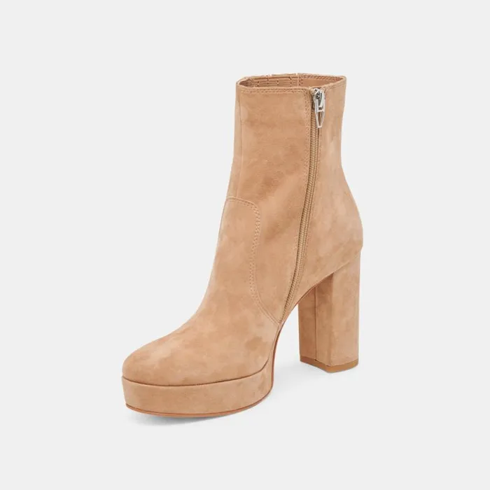 Dolce Vita Cinny Boots Camel Suede Women Boots and Booties
