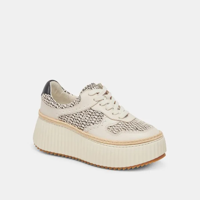 Dolce Vita Dandi Sneakers Black Natural Raffia Women Sneakers