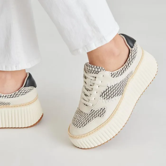 Dolce Vita Dandi Sneakers Black Natural Raffia Women Sneakers