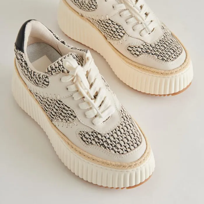 Dolce Vita Dandi Sneakers Black Natural Raffia Women Sneakers