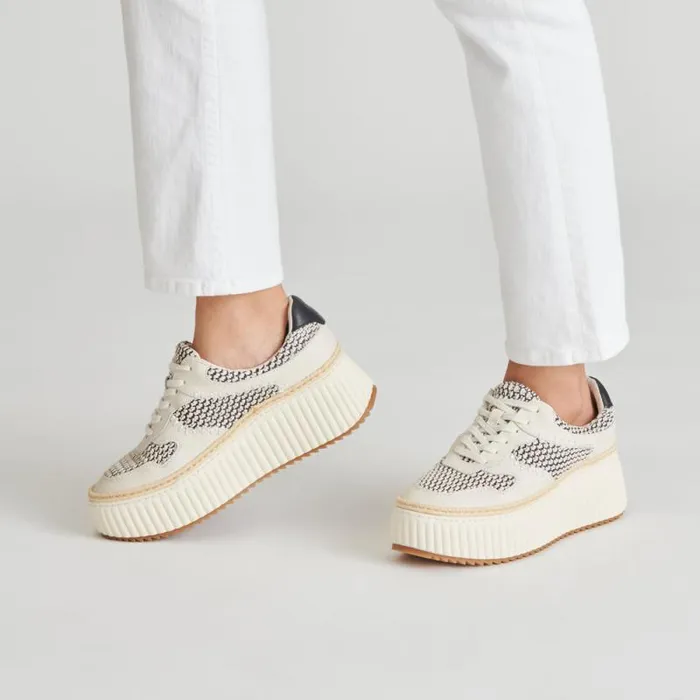 Dolce Vita Dandi Sneakers Black Natural Raffia Women Sneakers