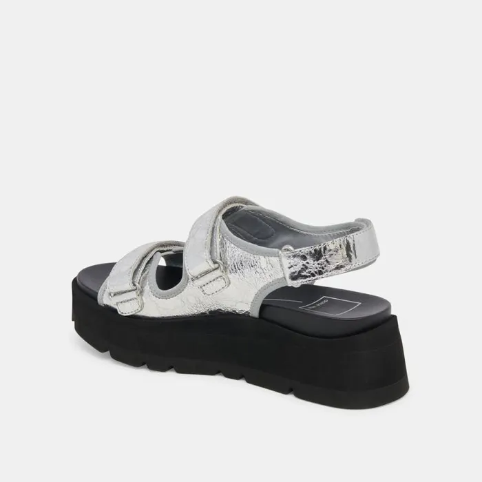 Dolce Vita Dubai Sandals Silver Distressed Leather Women Sandals