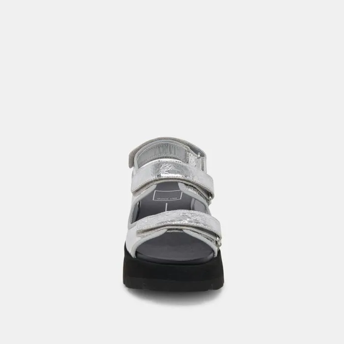 Dolce Vita Dubai Sandals Silver Distressed Leather Women Sandals