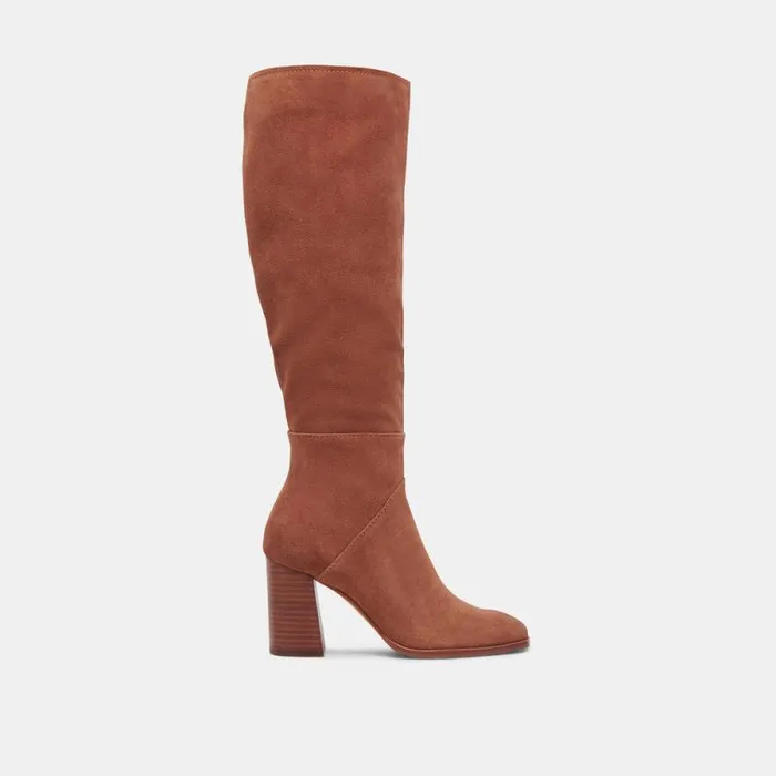 Dolce Vita Fynn Wide Calf Boots Dk Brown Suede Women Boots and Booties