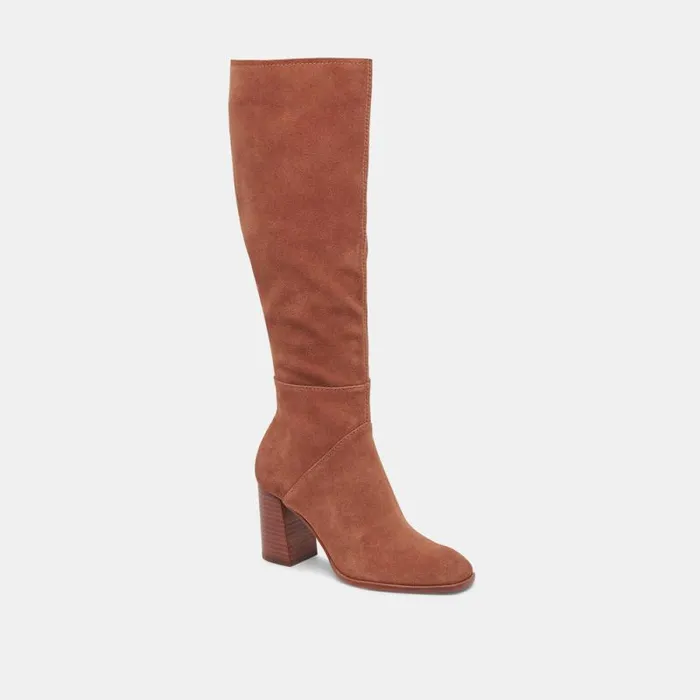 Dolce Vita Fynn Wide Calf Boots Dk Brown Suede Women Boots and Booties