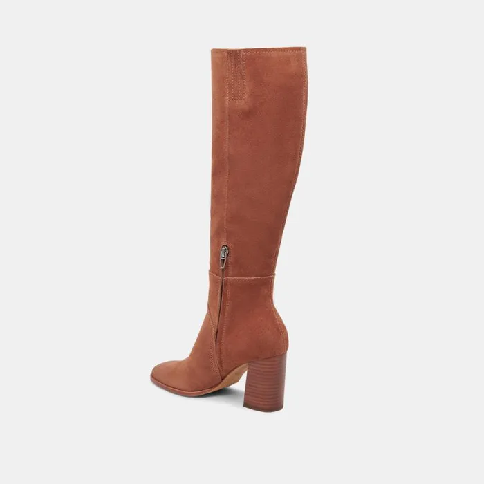 Dolce Vita Fynn Wide Calf Boots Dk Brown Suede Women Boots and Booties