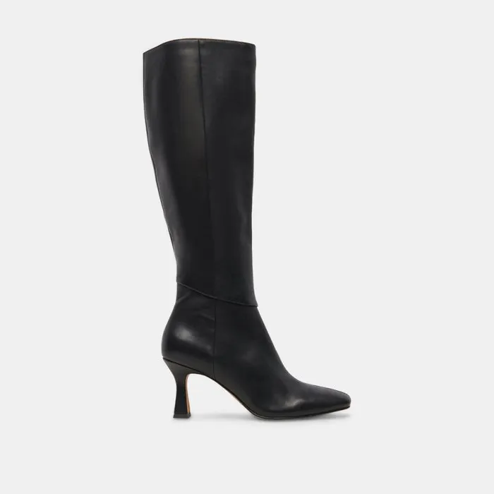 Dolce Vita Gyra Wide Calf Boots Black Leather Women Boots and Booties