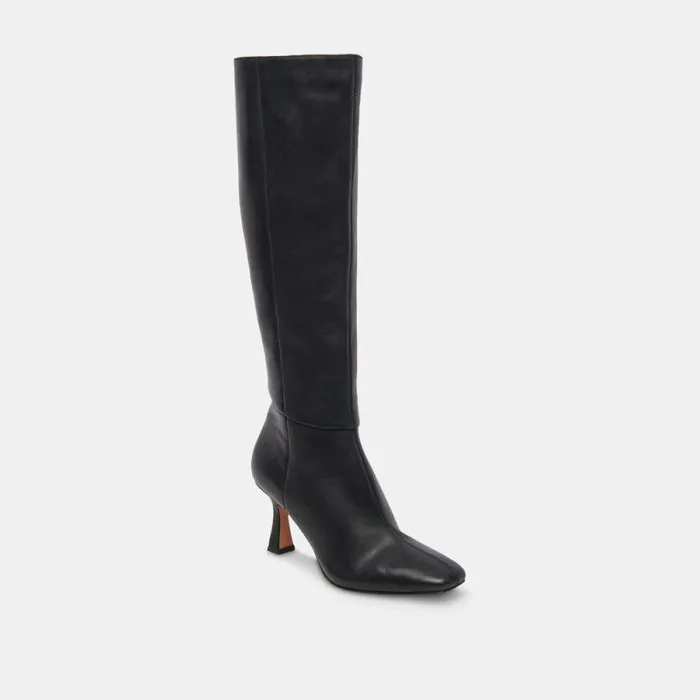 Dolce Vita Gyra Wide Calf Boots Black Leather Women Boots and Booties