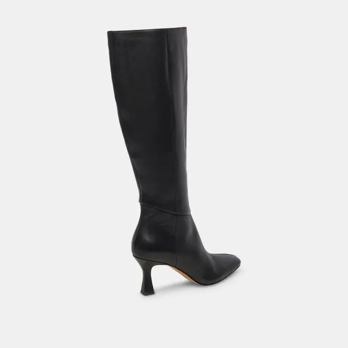 Dolce Vita Gyra Wide Calf Boots Black Leather Women Boots and Booties