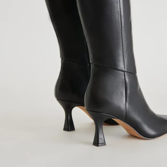 Dolce Vita Gyra Wide Calf Boots Black Leather Women Boots and Booties
