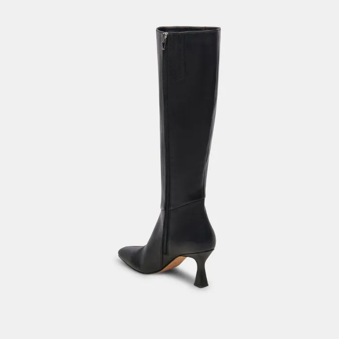 Dolce Vita Gyra Wide Calf Boots Black Leather Women Boots and Booties